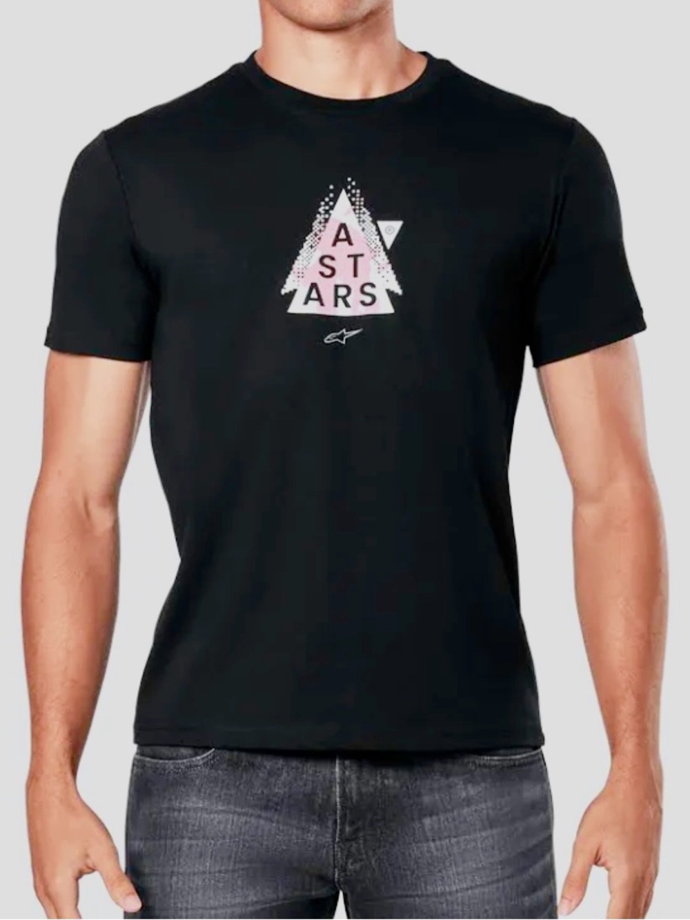 Alpinestars Black Short-Sleeve Tee with Red and White Triangle Graphic